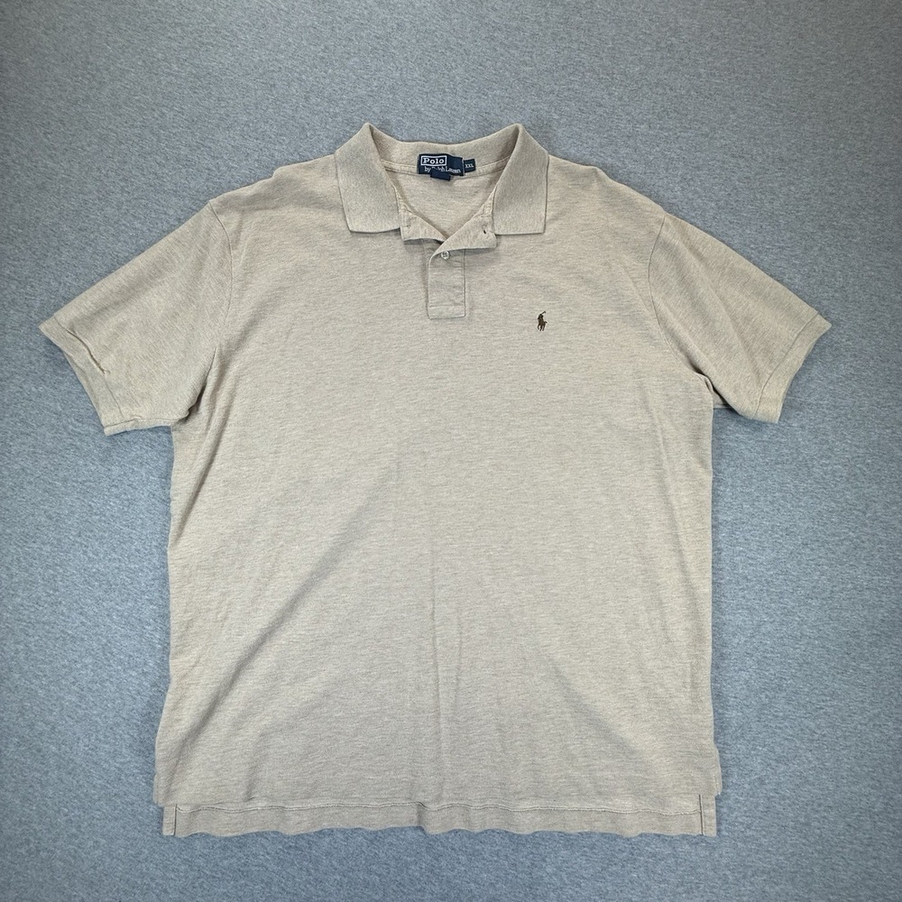 Polo Ralph Lauren Mens 2XL Polo Shirt Beige Custom Slim Fit Big Pony
